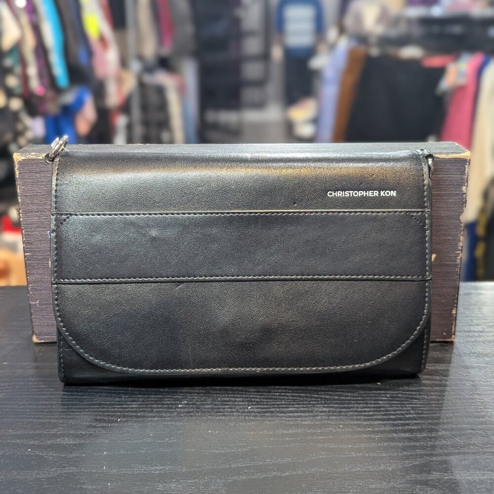 Christopher Kon Black Leather Wallet Phone Bag